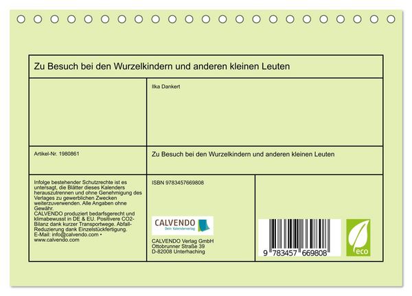 Produktbild: Zu Besuch bei den Wurzelkindern und anderen kleinen Leuten (Tischkalender 2026 DIN A5 quer), CALVENDO Monatskalender