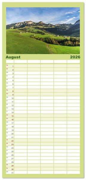 Produktbild: Familienplaner 2026 - Appenzellerland mit 5 Spalten (Wandkalender, 21 x 45 cm) CALVENDO