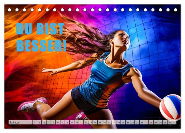 Produktbild: Volleyball und Motivation (Tischkalender 2026 DIN A5 quer), CALVENDO Monatskalender