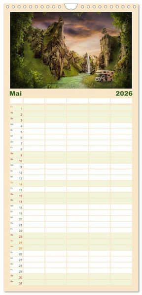 Produktbild: Familienplaner 2026 - Camping macht gl&uuml;cklich! mit 5 Spalten (Wandkalender, 21 x 45 cm) CALVENDO