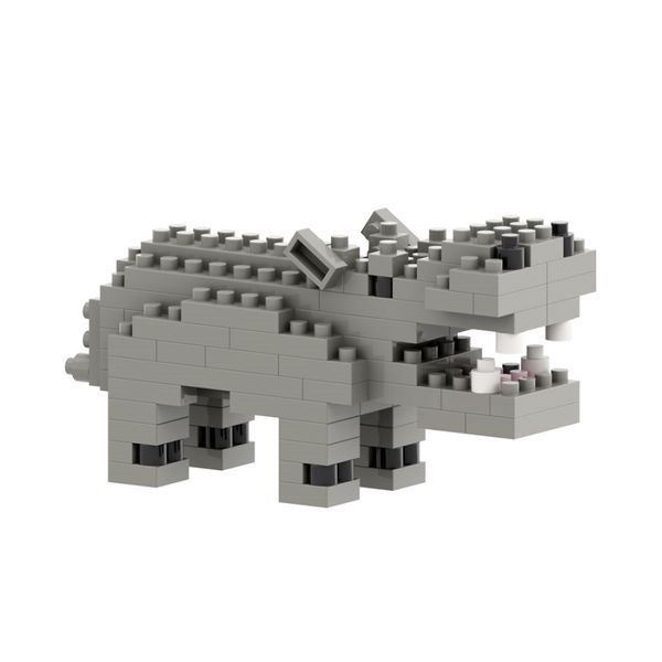 Produktbild: BRIXIES 200105 - Nilpferd, 3D Konstruktionsbausatz aus Ministeinen, 109 Teile