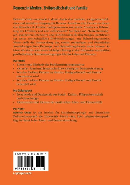 Produktbild: Demenz in Medien, Zivilgesellschaft und Familie