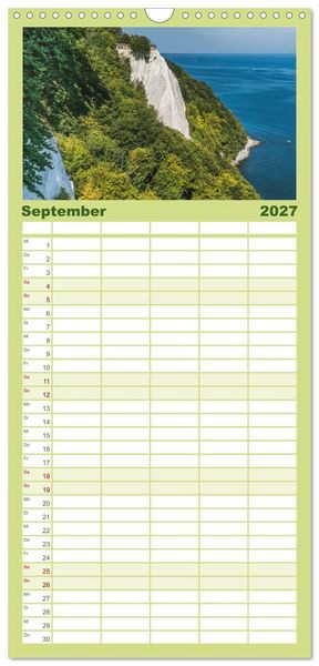Produktbild: Familienplaner 2027 - Entdeckungen auf der Insel R&uuml;gen mit 5 Spalten (Wandkalender, 21 x 45 cm) CALVENDO