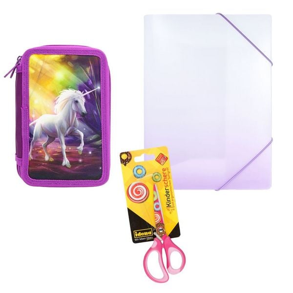 Produktbild: Idena Schulstart Box Einhorn 9-teilig + Gratis Idena Regenschutzh&uuml;lle