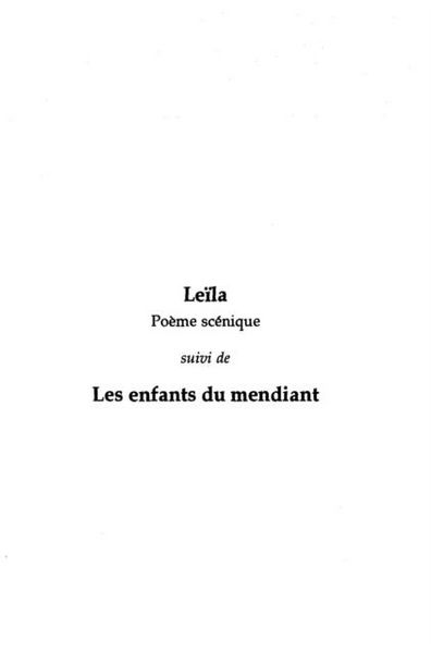 Produktbild: &quote;Leila&quote; suivi de &quote;Les Enfants du mendiant&quote;
