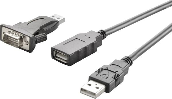 Seriell, USB 2.0 Anschlusskabel [1x USB 2.0 Stecker A - 1x D-SUB-Stecker 9pol.] 1.00 m vergoldete Steckkontakte