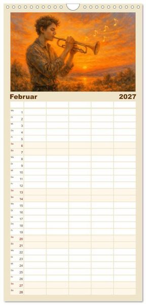 Produktbild: Familienplaner 2027 - Im Zauber der Musik - Romantische Kunstwerke zwischen Klang und Farbe mit 5 Spalten (Wandkalender, 21 x 45 cm) CALVENDO