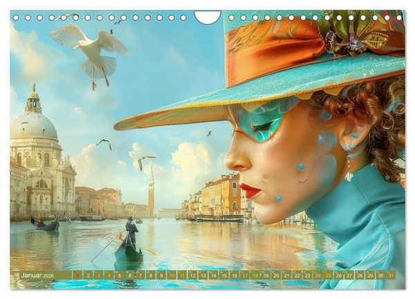 Produktbild: Theatralische surreale Szenen im venezianischen Stil (Wandkalender 2026 DIN A4 quer), CALVENDO Monatskalender