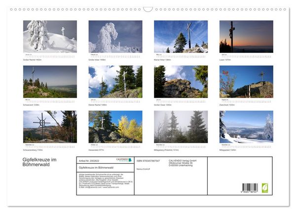 Produktbild: Gipfelkreuze im B&ouml;hmerwald (Wandkalender 2026 DIN A2 quer), CALVENDO Monatskalender