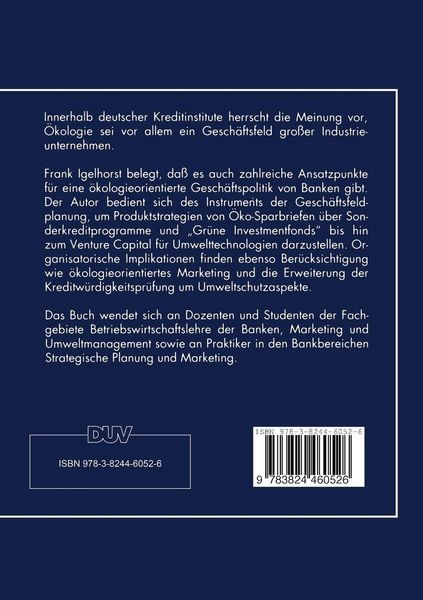 Produktbild: &Ouml;kologie als strategisches Gesch&auml;ftsfeld f&uuml;r Banken