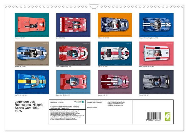Produktbild: Legenden des Rennsports Historic Sports Cars 1960-1975 (Wandkalender 2026 DIN A3 quer), CALVENDO Monatskalender