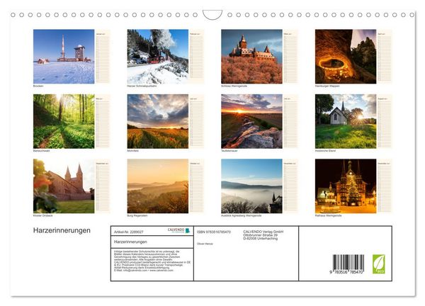 Produktbild: Harzerinnerungen (Wandkalender 2027 DIN A3 quer), CALVENDO Monatskalender