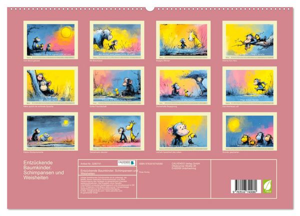 Produktbild: Entz&uuml;ckende Baumkinder. Schimpansen und Weisheiten (hochwertiger Premium Wandkalender 2026 DIN A2 quer), Kunstdruck in Hochglanz