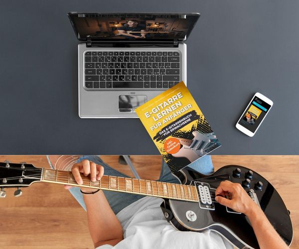 Produktbild: E-Gitarre Lernen f&uuml;r Anf&auml;nger - Das E-Gitarrenbuch f&uuml;r Erwachsene inkl. Online Videokurs, Noten + Tabs