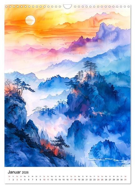 Produktbild: China in Wasserfarben - Idyllische Reise durch Traumlandschaften (Wandkalender 2026 DIN A3 hoch), CALVENDO Monatskalender