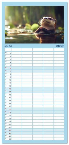 Produktbild: Familienplaner 2026 - W&auml;chter des Flusses - Ein Jahr mit Fischottern mit 5 Spalten (Wandkalender, 21 x 45 cm) CALVENDO