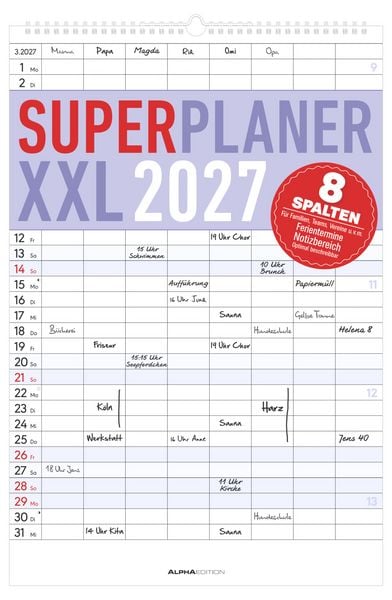 Produktbild: Superplaner XXL 8 Spalten 2027
