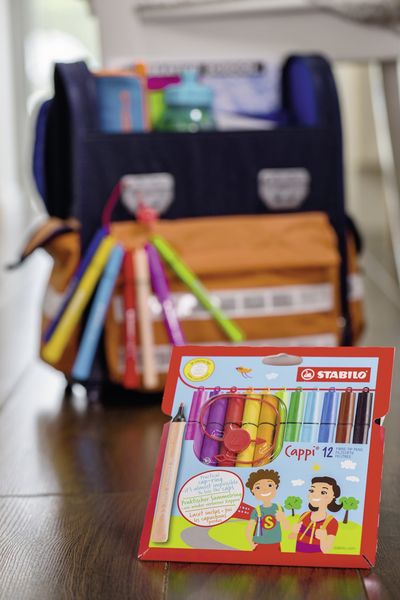 Produktbild: STABILO Filzstift mit Kappenring -   Cappi - 12er Pack - mit 12 verschiedenen Farben