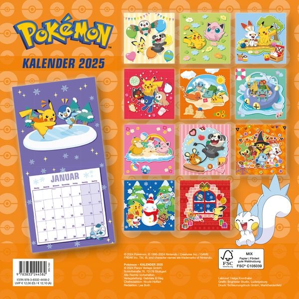 'Pokémon: Kalender 2025' - 'Wandkalender'