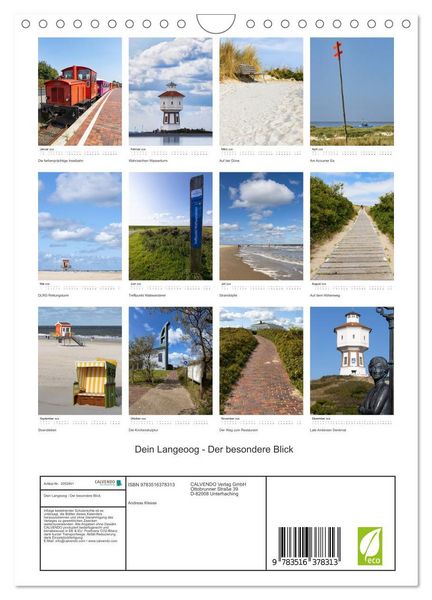 Produktbild: Dein Langeoog - Der besondere Blick (Wandkalender 2026 DIN A4 hoch), CALVENDO Monatskalender