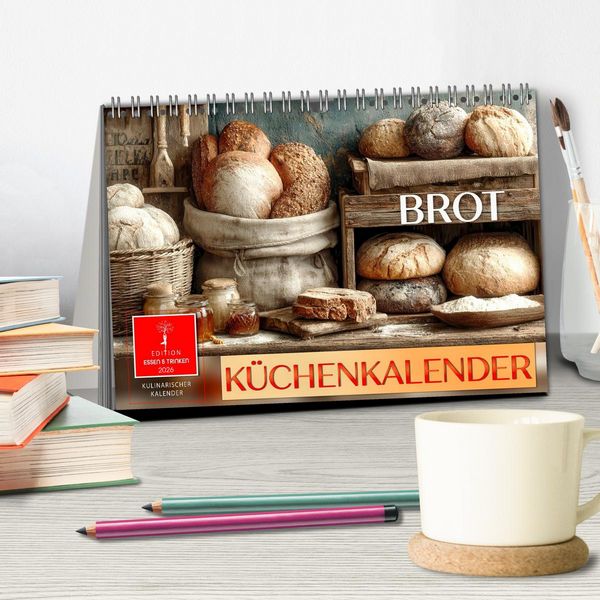 Produktbild: K&uuml;chenkalender Brot (Tischkalender 2026 DIN A5 quer), CALVENDO Monatskalender
