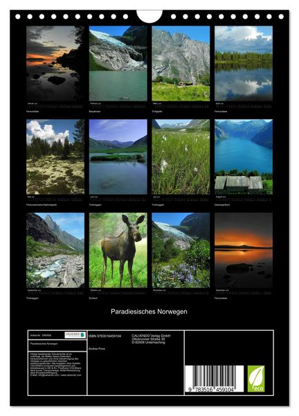 Produktbild: Paradiesisches Norwegen (Wandkalender 2026 DIN A4 hoch), CALVENDO Monatskalender