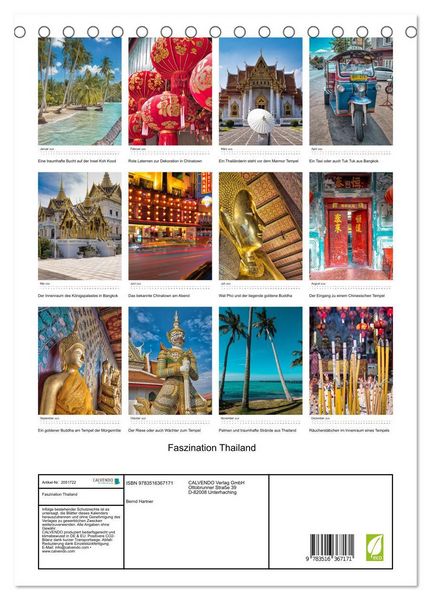 Produktbild: Faszination Thailand (Tischkalender 2026 DIN A5 hoch), CALVENDO Monatskalender