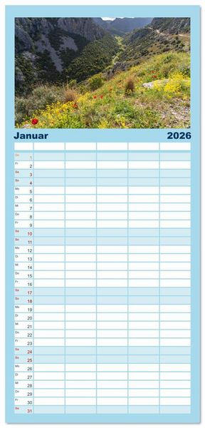 Produktbild: Familienplaner 2026 - Griechenland - Eub&ouml;a - Evia mit 5 Spalten (Wandkalender, 21 x 45 cm) CALVENDO