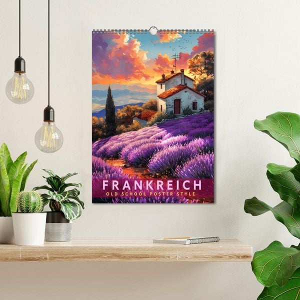 Produktbild: Frankreich - Old School Poster Style (Wandkalender 2026 DIN A3 hoch), CALVENDO Monatskalender