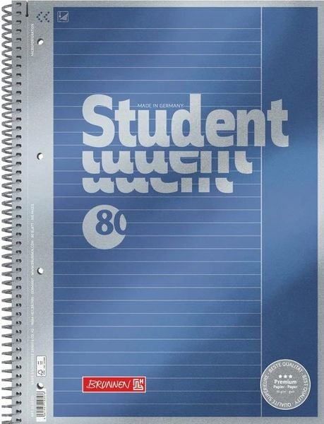 Produktbild: Brunnen Collegeblock Premium Student &brvbar; A4, Lineatur 25, 80 Blatt, blau
