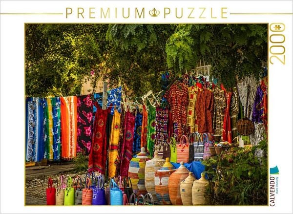 CALVENDO Puzzle Kunsthandwerk und Stoffe - Bunter Markt im Senegal | 2000 Teile Lege-Größe 90 × 67 cm Foto-Puzzle für glückliche Stunden