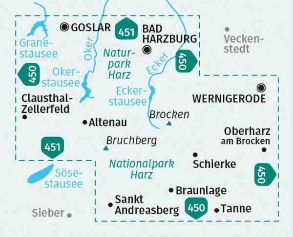 Produktbild: KOMPASS Wanderkarte 455 Brocken, Nationalpark Harz, Oberharz 1:25.000