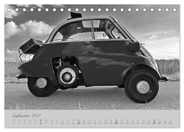 Produktbild: BMW Isetta 300 in schwarzwei&szlig; (Tischkalender 2025 DIN A5 quer), CALVENDO Monatskalender