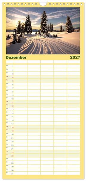 Produktbild: Familienplaner 2027 - Zur Ruhe kommen Fantasiereisen mit KI mit 5 Spalten (Wandkalender, 21 x 45 cm) CALVENDO