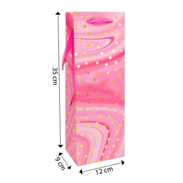 Produktbild: Idena Flaschentasche Dot pink/gold 12x35x9cm