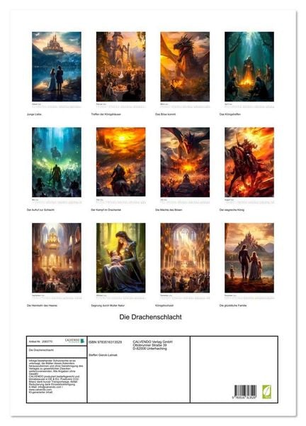 Produktbild: Die Drachenschlacht (Wandkalender 2026 DIN A2 hoch), CALVENDO Monatskalender