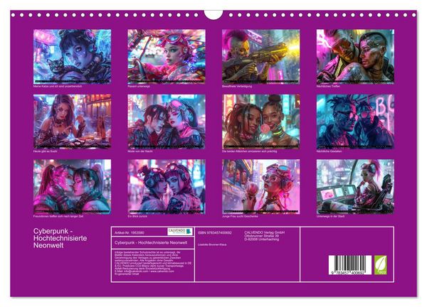 Produktbild: Cyberpunk - Hochtechnisierte Neonwelt (Wandkalender 2026 DIN A3 quer), CALVENDO Monatskalender