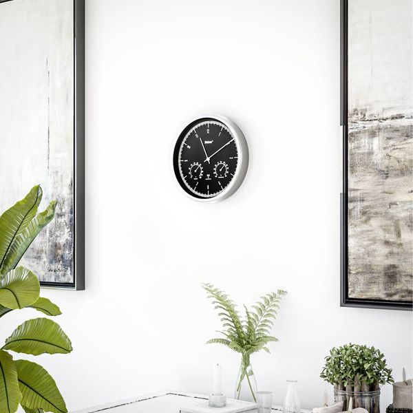 Produktbild: Mebus 19777 Funk Wanduhr 25cm x 50mm Silber Leisegang-Uhrwerk