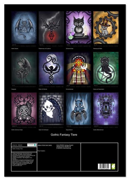Produktbild: Gothic Fantasy Tiere (Wandkalender 2026 DIN A2 hoch), CALVENDO Monatskalender