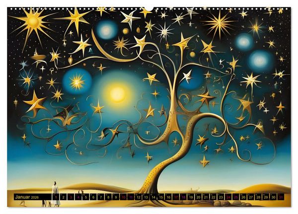 Produktbild: Erde, Sonne, Mond und Sterne Surrealistische Kunstwerke (hochwertiger Premium Wandkalender 2026 DIN A2 quer), Kunstdruck in Hochglanz