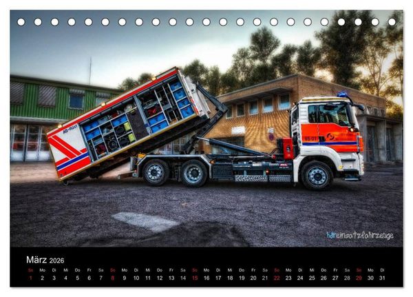 Produktbild: Einsatzfahrzeuge der Feuerwehr (Tischkalender 2026 DIN A5 quer), CALVENDO Monatskalender