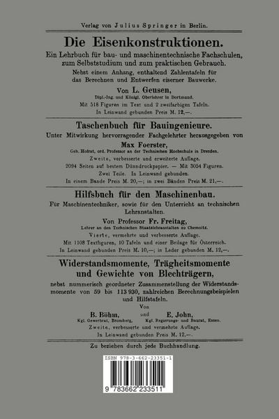 Produktbild: Leitfaden f&uuml;r den Unterricht in Eisenkonstruktionen an Maschinenbauschulen