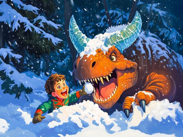 Produktbild: CALVENDO Puzzle Winterspa&szlig; mit Schnee mit dem Dinosaurier | 1000 Teile Lege-Gr&ouml;&szlig;e 64x48cm Foto-Puzzle f&uuml;r gl&uuml;ckliche Stunden