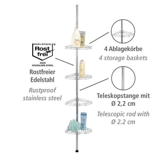 Produktbild: Teleskop-Duschecke Mod. Prea Edelstahl, aus rostfreiem Edelstahl