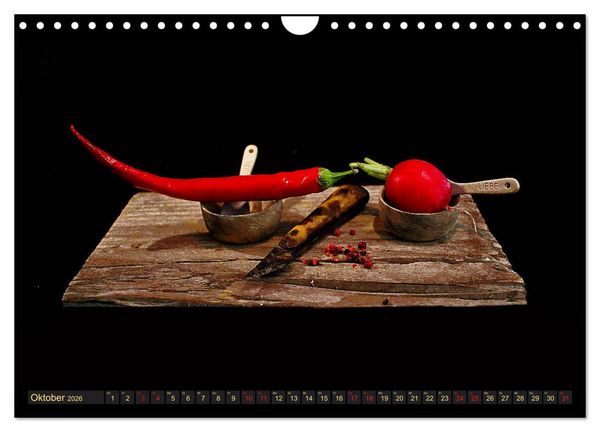 Produktbild: Scharfe Chili Fantasien - Creative Food Design (Wandkalender 2026 DIN A4 quer), CALVENDO Monatskalender