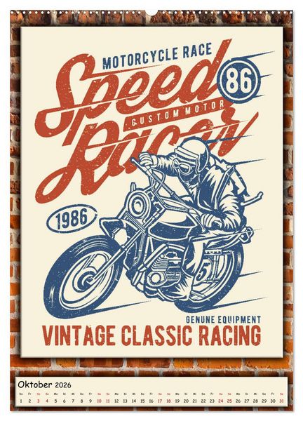 Produktbild: Motorrad - nostalgische Momente (Wandkalender 2026 DIN A2 hoch), CALVENDO Monatskalender