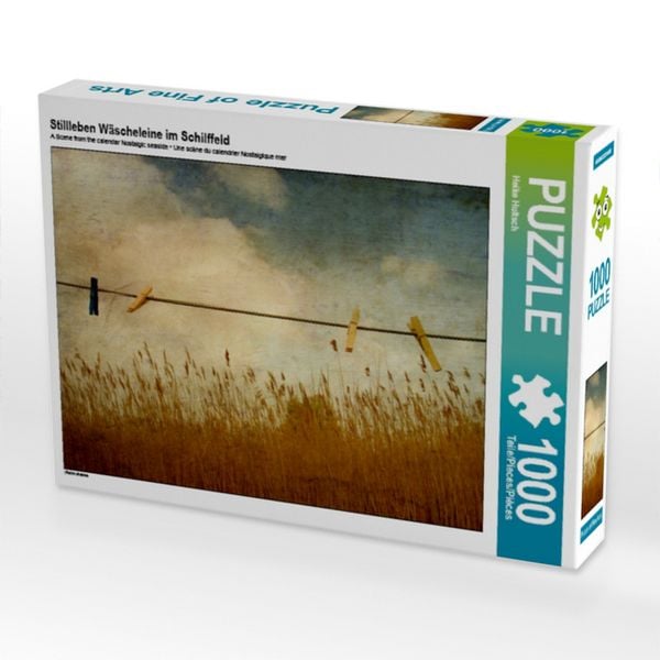 Stillleben Wäscheleine im Schilffeld (Puzzle)