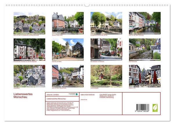 Produktbild: Liebenswertes Monschau (hochwertiger Premium Wandkalender 2026 DIN A2 quer), Kunstdruck in Hochglanz
