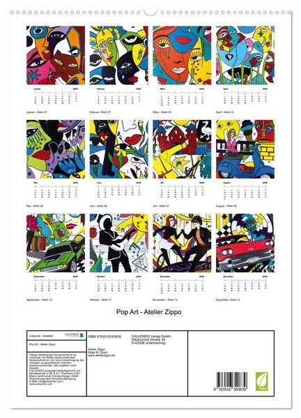 Produktbild: Pop Art - Atelier Zippo (hochwertiger Premium Wandkalender 2026 DIN A2 hoch), Kunstdruck in Hochglanz
