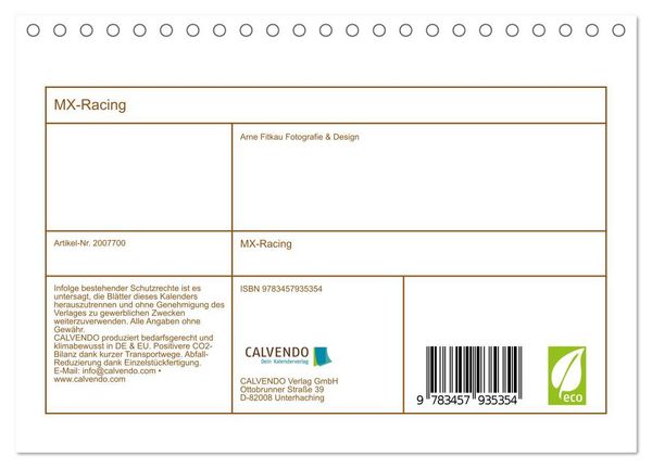 Produktbild: MX-Racing (Tischkalender 2026 DIN A5 quer), CALVENDO Monatskalender